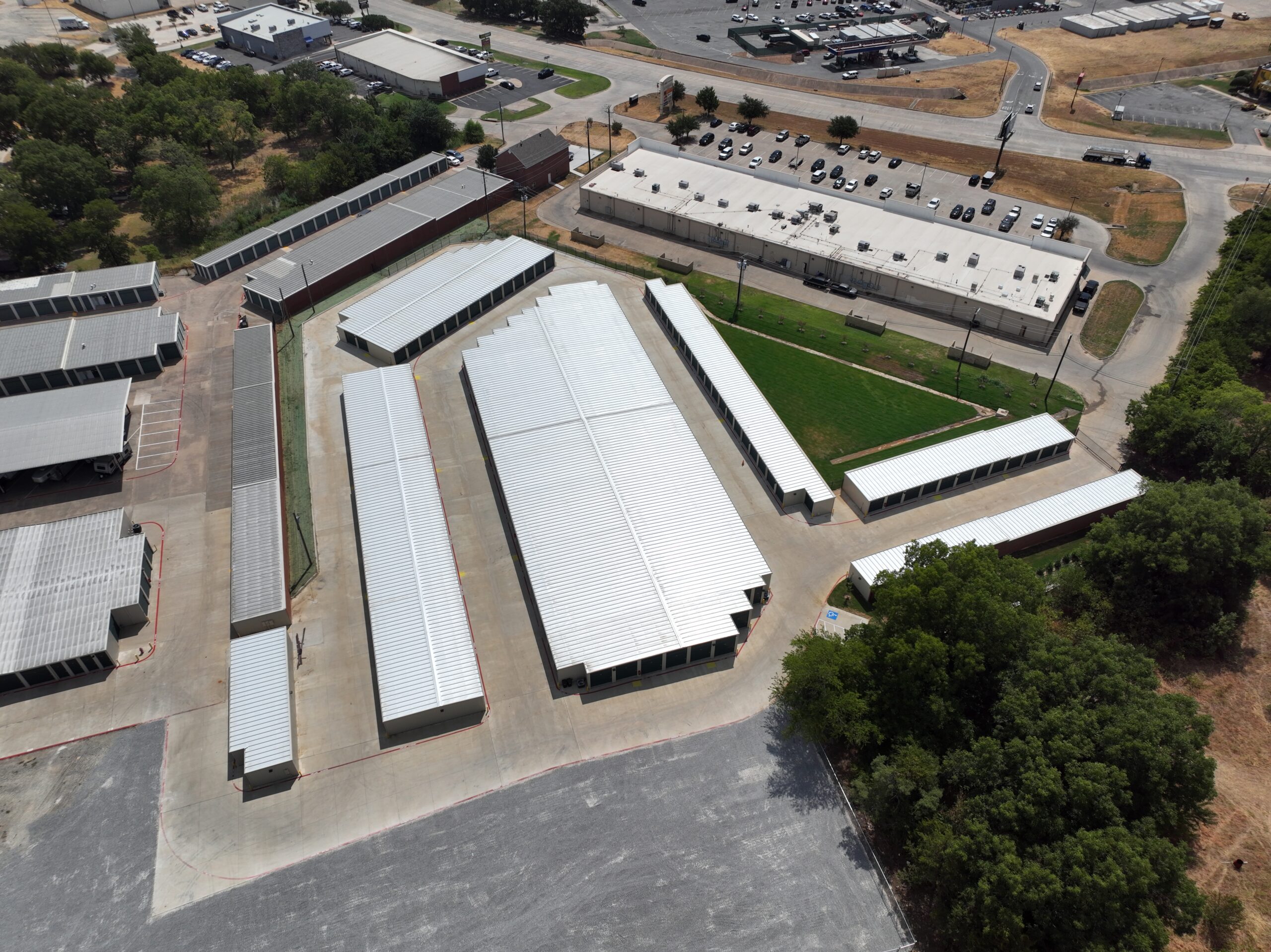 An aerial view of the Five Star Storage facility in Denison.