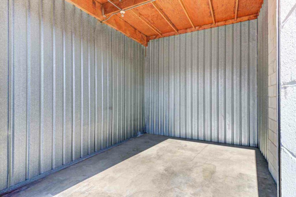 An inside look inside an empty, clean outdoor storage unit