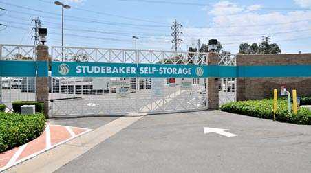 Gated entrance to Studebaker Self Storage outdoor storage area