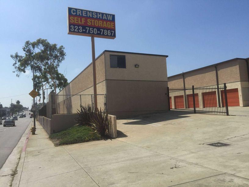 Street view of Crenshaw Self Storage facility with outdoor storage units