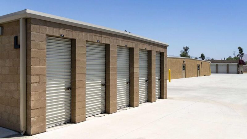 Small outdoor storage building with small units that are secure with locks
