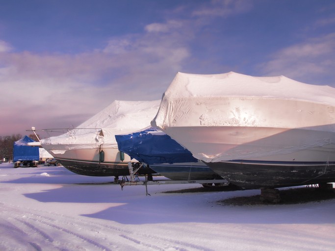 Boats covered and winterized during the off season.